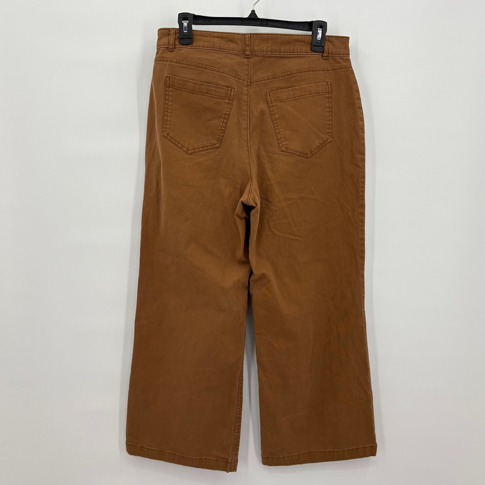 Old Navy Womens Extra High Rise‎ Wide Leg Cropped Pants Bourbon Brown Size 10 - Picture 3 of 11